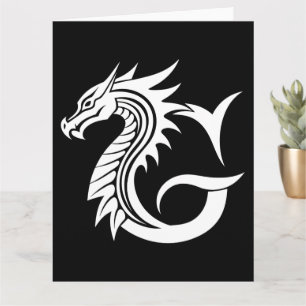 Dragon Styled Letter G, Dragon Alphabet, Monogram Card
