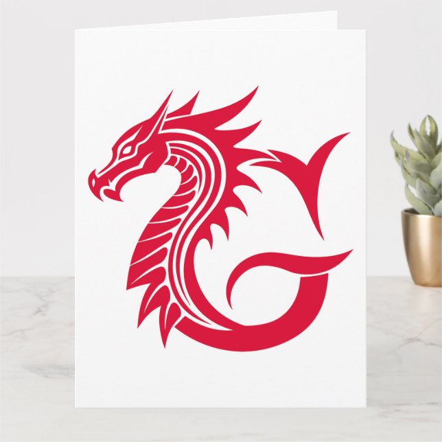 Dragon Styled Letter G, Dragon Alphabet, Monogram Card (Small Plant)