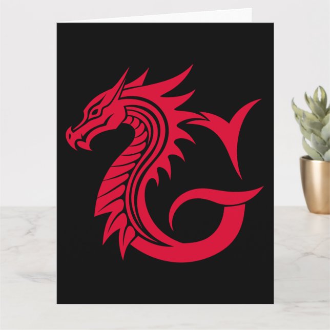 Dragon Styled Letter G, Dragon Alphabet, Monogram Card (Small Plant)