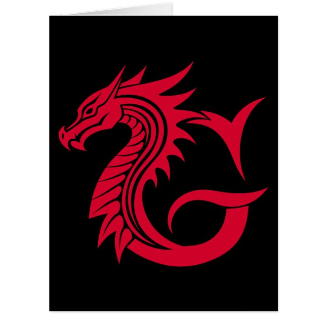 Dragon Styled Letter G, Dragon Alphabet, Monogram Cards (Front)