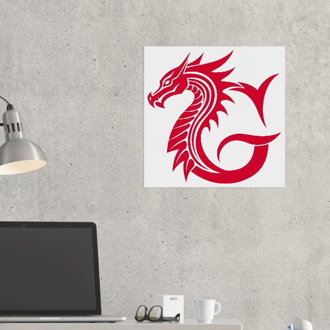 Dragon Styled Letter G, Dragon Alphabet, Monogram Foil Prints (In Situ (Desk 2))