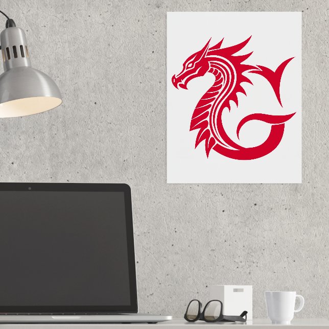 Dragon Styled Letter G, Dragon Alphabet, Monogram Foil Prints (In Situ (Desk))
