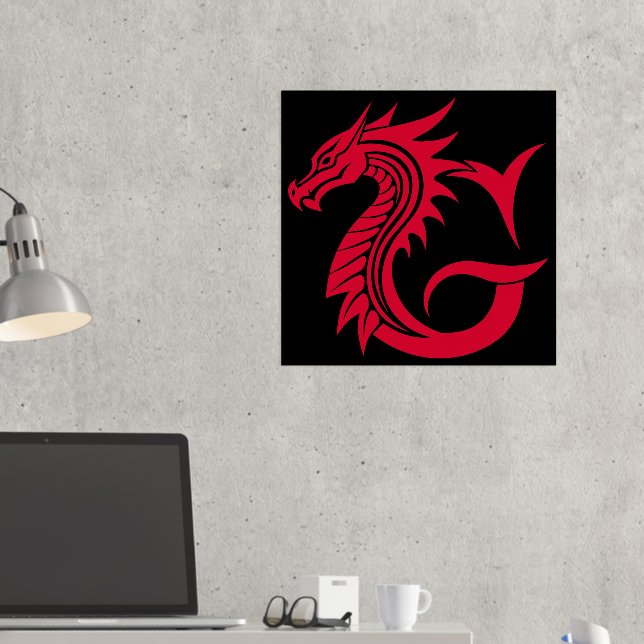 Dragon Styled Letter G, Dragon Alphabet, Monogram Foil Prints (In Situ (Desk 2))