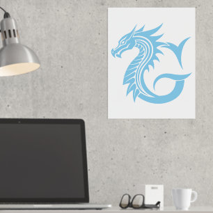 Dragon Styled Letter G, Dragon Alphabet, Monogram Foil Prints