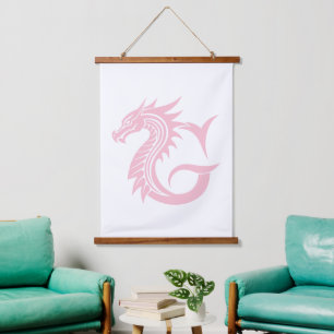 Dragon Styled Letter G, Dragon Alphabet, Monogram Hanging Tapestry