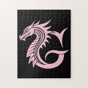 Dragon Styled Letter G, Dragon Alphabet, Monogram Jigsaw Puzzle