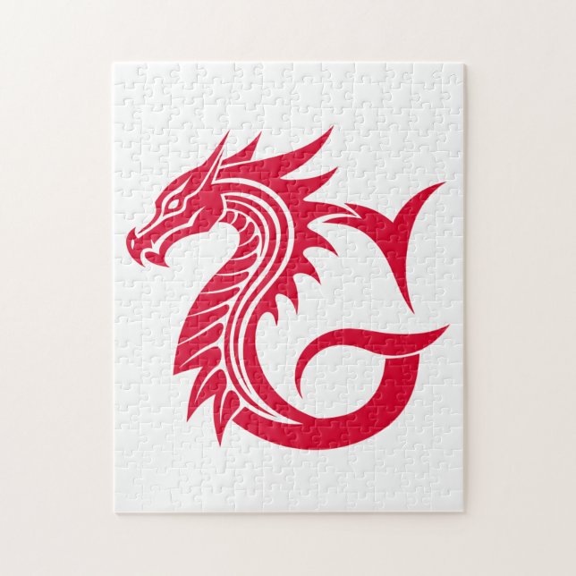 Dragon Styled Letter G, Dragon Alphabet, Monogram Jigsaw Puzzle (Vertical)