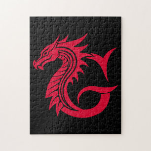 Dragon Styled Letter G, Dragon Alphabet, Monogram Jigsaw Puzzle