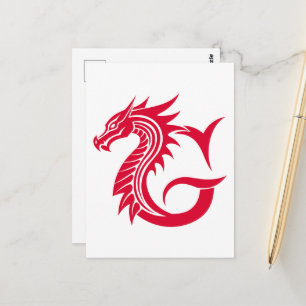Dragon Styled Letter G, Dragon Alphabet, Monogram Postcard