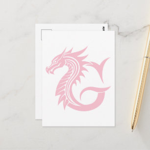 Dragon Styled Letter G, Dragon Alphabet, Monogram Postcard