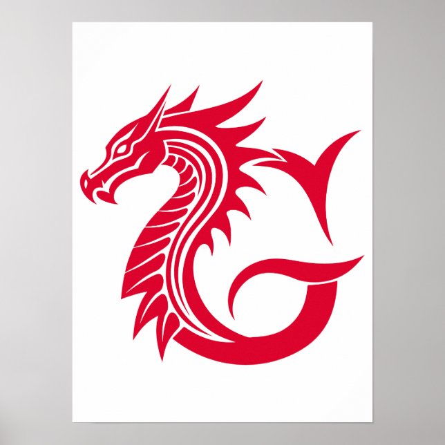 Dragon Styled Letter G, Dragon Alphabet, Monogram Poster (Front)