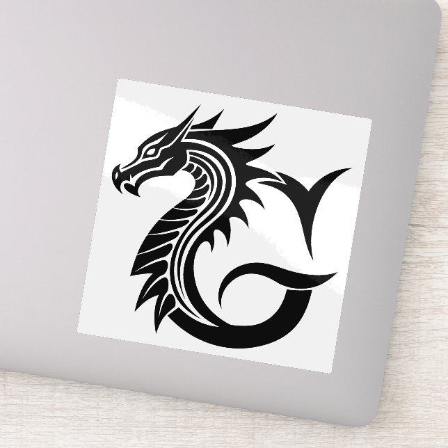 Dragon Styled Letter G, Dragon Alphabet, Monogram Sticker (Detail)