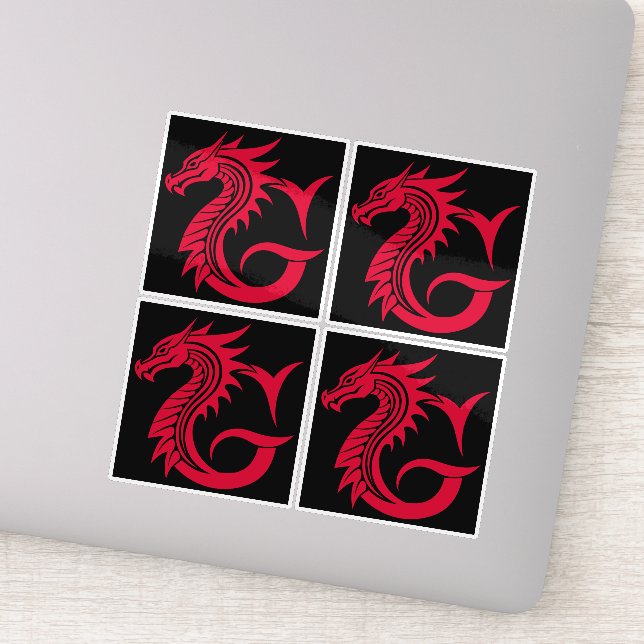 Dragon Styled Letter G, Dragon Alphabet, Monogram Sticker (Detail)