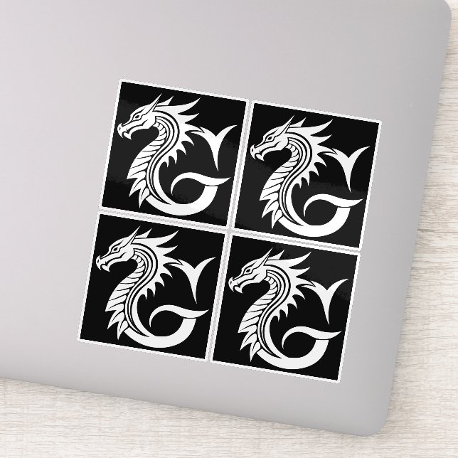 Dragon Styled Letter G, Dragon Alphabet, Monogram Sticker (Detail)