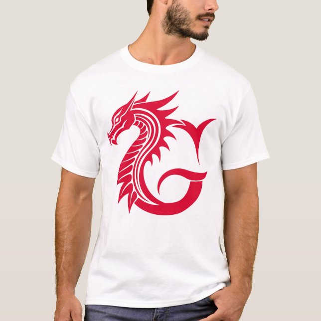 Dragon Styled Letter G, Dragon Alphabet, Monogram T-Shirt (Front)