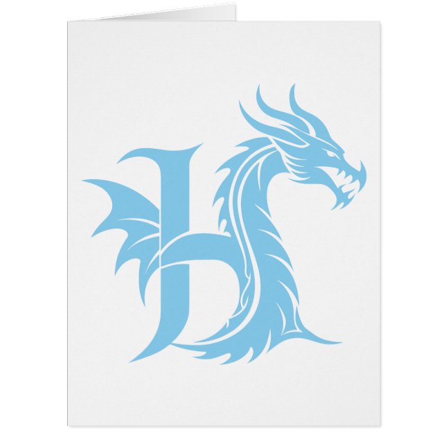 Dragon Styled Letter H, Dragon Alphabet, Monogram Cards (Front)