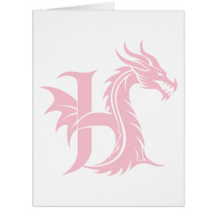 Dragon Styled Letter H, Dragon Alphabet, Monogram Cards
