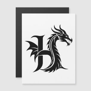 Dragon Styled Letter H, Dragon Alphabet, Monogram Magnetic Invitation