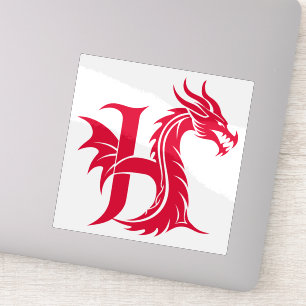 Dragon Styled Letter H, Dragon Alphabet, Monogram Sticker