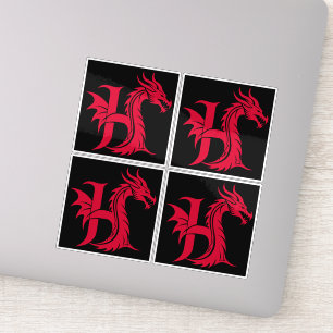 Dragon Styled Letter H, Dragon Alphabet, Monogram Sticker