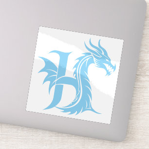 Dragon Styled Letter H, Dragon Alphabet, Monogram Sticker