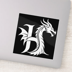 Dragon Styled Letter H, Dragon Alphabet, Monogram Sticker