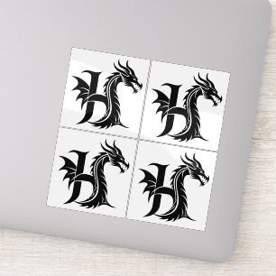 Dragon Styled Letter H, Dragon Alphabet, Monogram Sticker