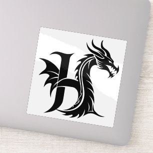 Dragon Styled Letter H, Dragon Alphabet, Monogram Sticker