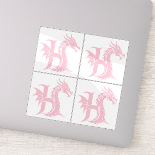 Dragon Styled Letter H, Dragon Alphabet, Monogram Sticker