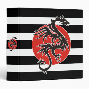 Dragon Sun - black red white + your ideas 3 Ring Binder