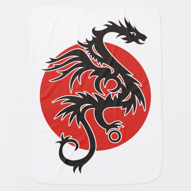 Dragon Sun - black red white + your ideas Baby Blanket (Front)