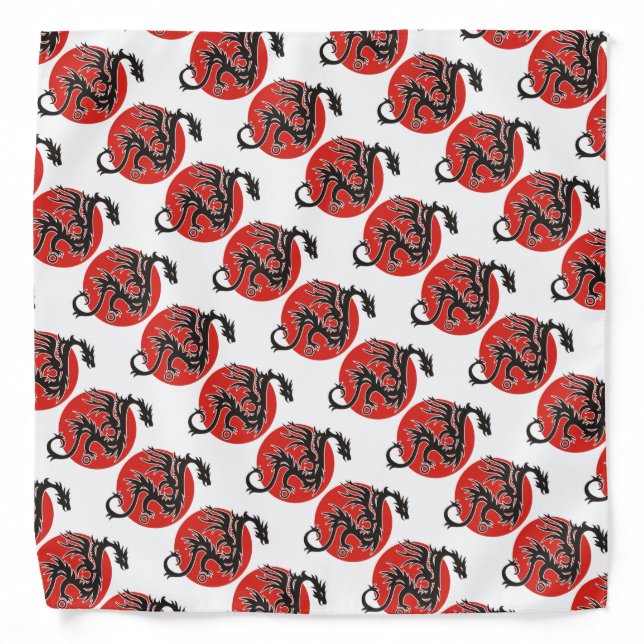 Dragon Sun - black red white + your ideas Bandana (Front)