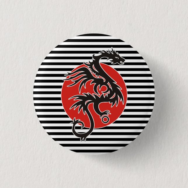 Dragon Sun - black red white + your ideas Button (Front)