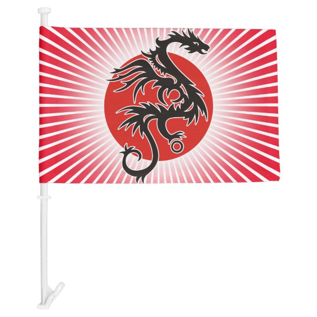 Dragon Sun - black red white + your ideas Car Flag (Front)