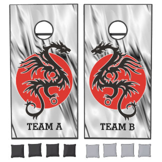 Dragon Sun - black red white + your ideas Cornhole Set