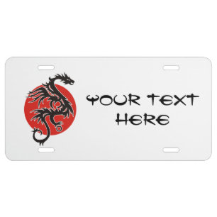 Dragon Sun - black red white + your ideas License Plate