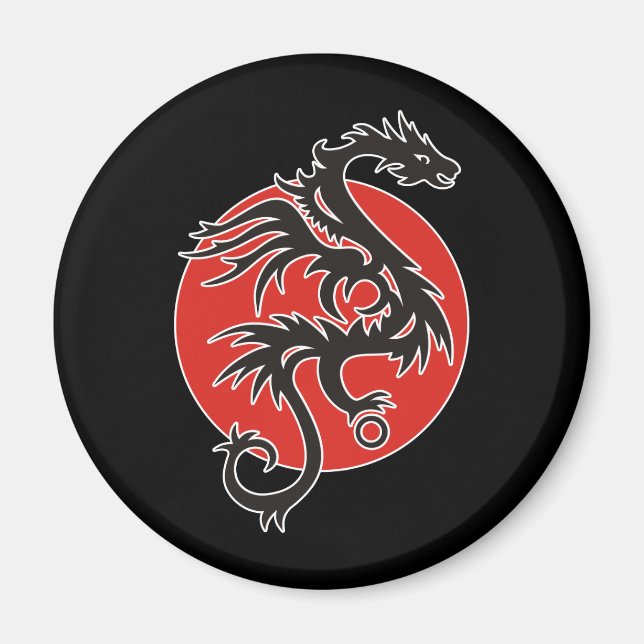 Dragon Sun - black red white + your ideas Magnet (Front)