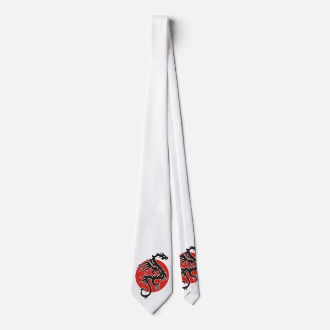 Dragon Sun - black red white + your ideas Neck Tie (Front)