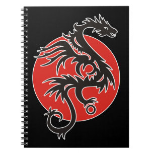 Dragon Sun - black red white + your ideas Notebook