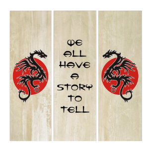Dragon Sun - black red white + your ideas Triptych