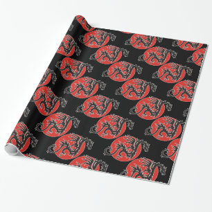 Dragon Sun - black red white + your ideas Wrapping Paper