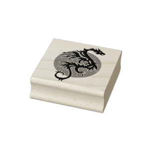 Dragon Sun left - black red white + your ideas Rubber Stamp