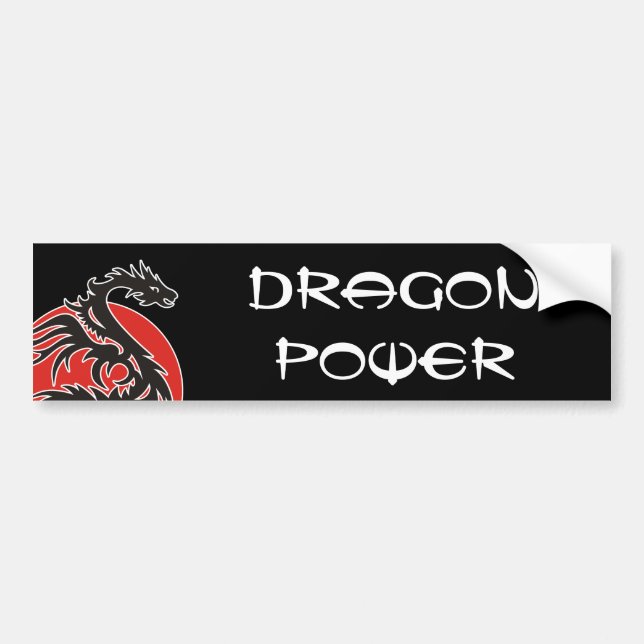 Dragon Sun Power - black red white + your ideas Bumper Sticker (Front)