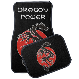 Dragon Sun Power - black red white + your ideas Car Floor Mat