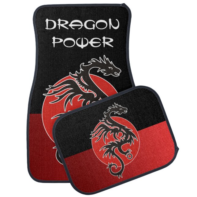 Dragon Sun Power - black red white + your ideas Car Mat (Set)