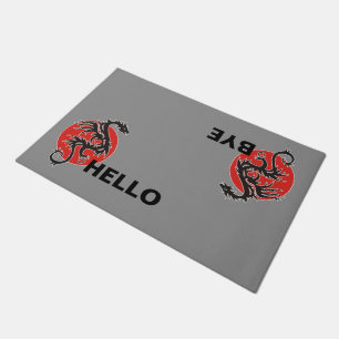 Dragon Sun Power - black red white + your ideas Doormat