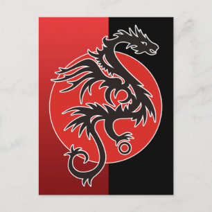 Dragon Sun Power - black red white + your ideas Postcard