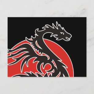 Dragon Sun Power - black red white + your ideas Postcard