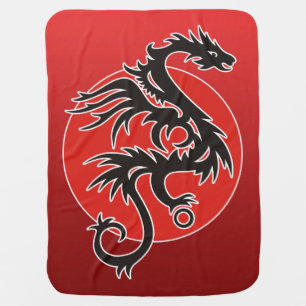 Dragon Sun Power - black red white + your ideas Receiving Blanket