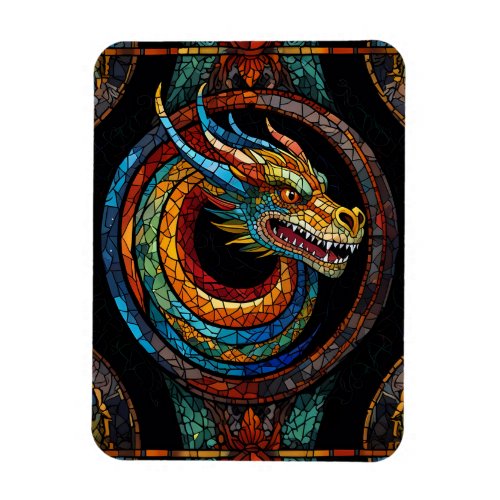 Dragon Swirl in multi colored mosaic design Magnet